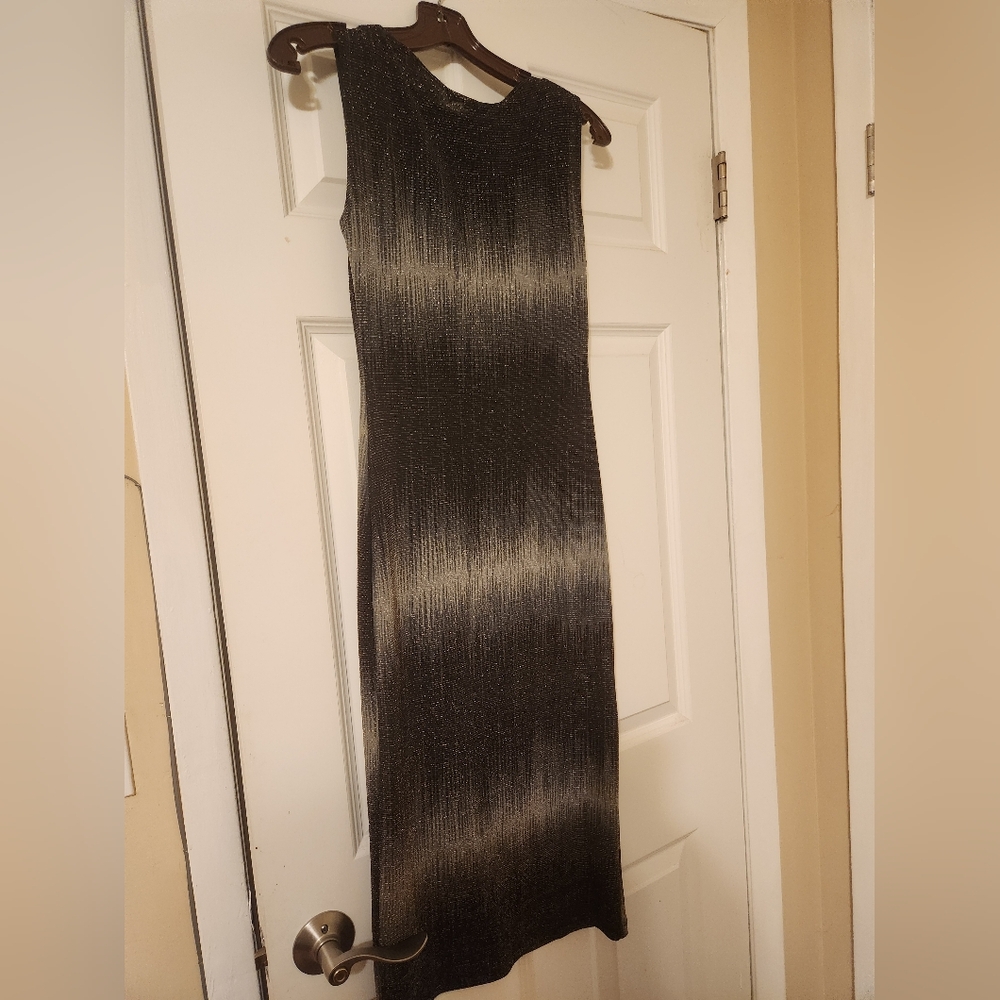 Elegant Black and Gray Sleeveless Dress Lucent Large EUC